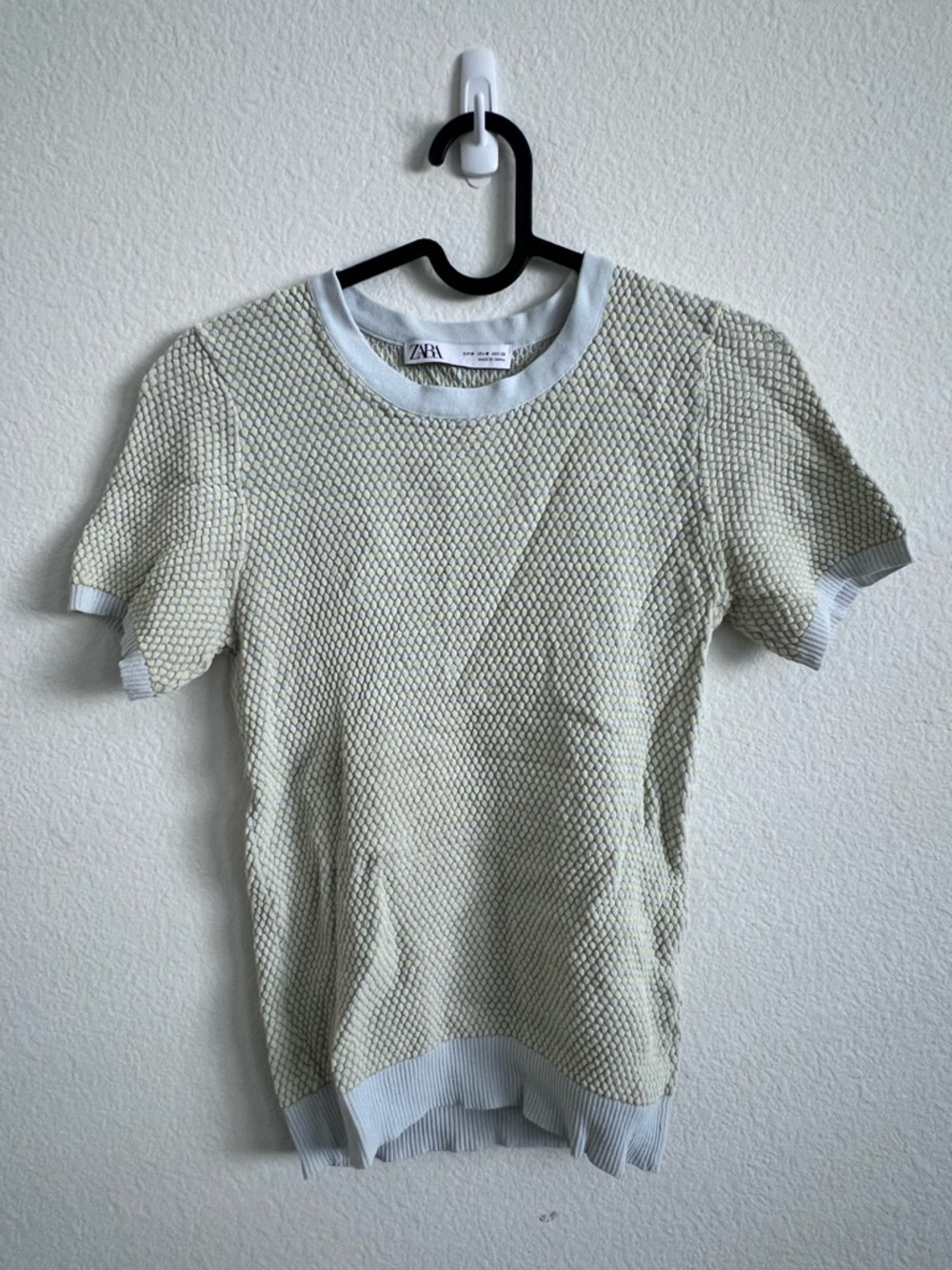 ZARA Sage Green Textured Knit Tee